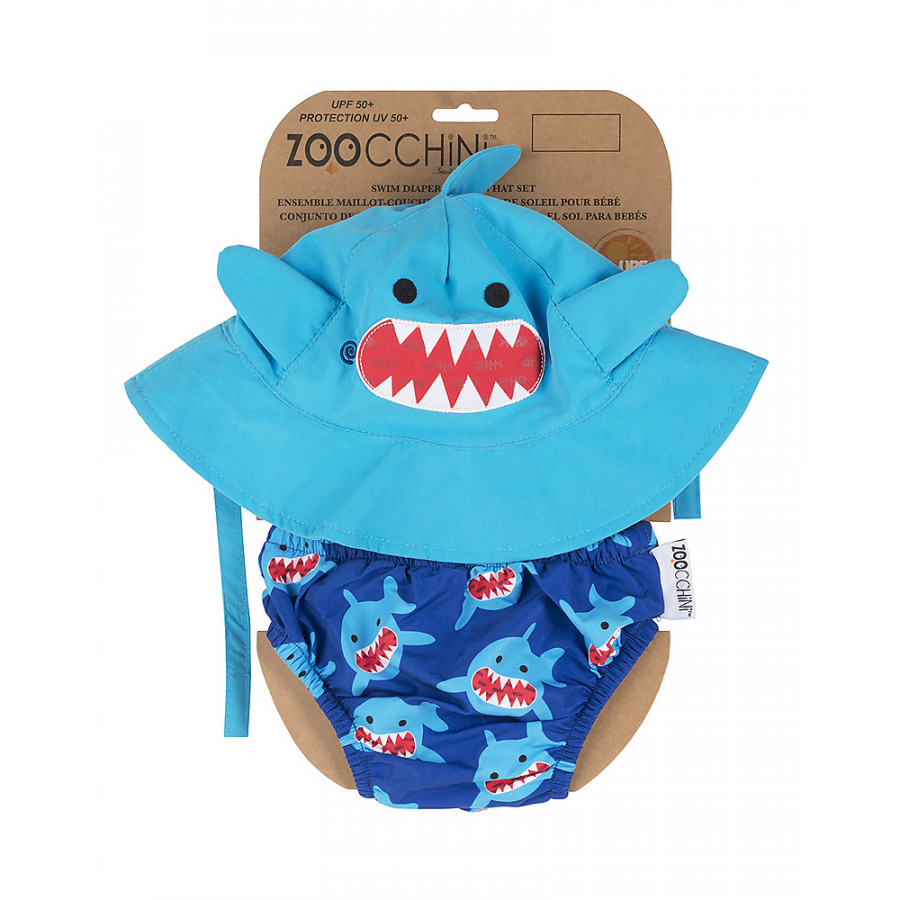Set Baby Costumino Contenitivo + Cappellino, SQUALO con protezione solare UPF 50+