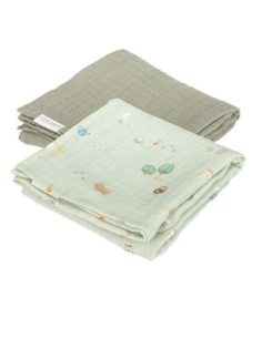 Mussole Set 2 pezzi 70x70cm - Little Farm Olive