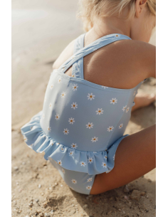 Costume intero con volant bimba DAISIES BLUE UPF 50+ 2