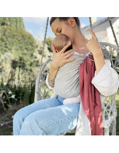 Ring Sling - Fascia ad anelli in tessuto - Mottled Grey, Pink Rose