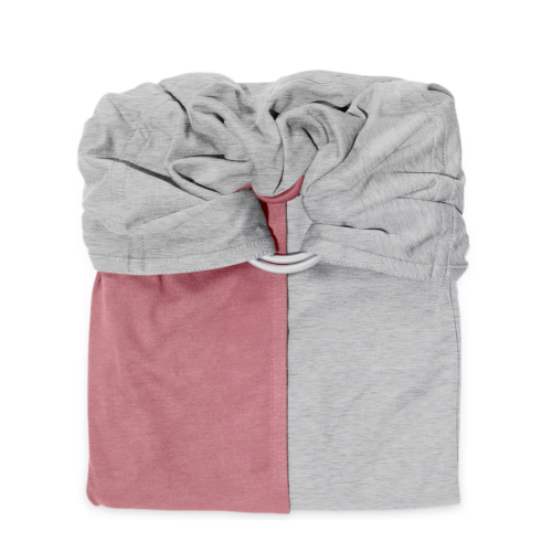Ring Sling - Fascia ad anelli in tessuto - Mottled Grey, Pink Rose