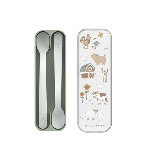 Set di 2 cucchiai con porta posate Little Farm