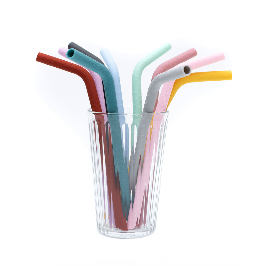 Set da 5 Cannucce lavabili  in silicone colore Rosa/Viola + scovolino per pulirle 2