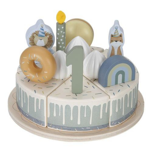 Torta di compleanno in legno blu