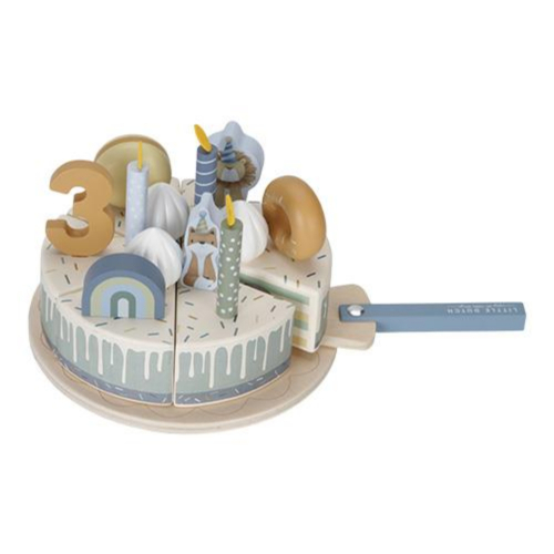 Torta di compleanno in legno blu