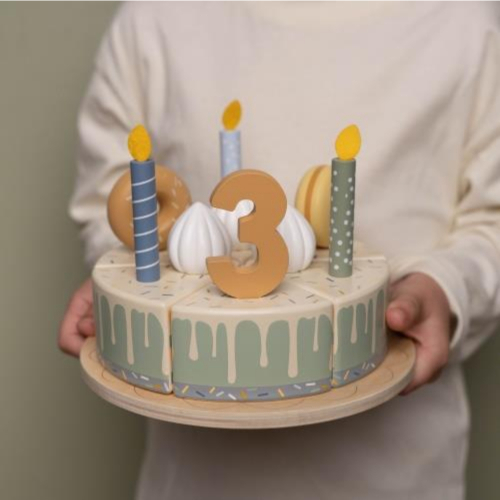 Torta di compleanno in legno blu