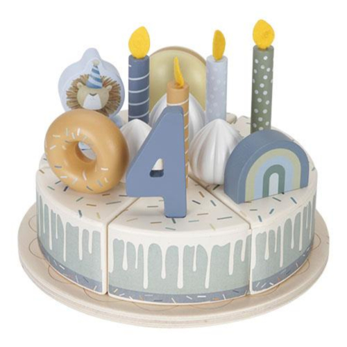 Torta di compleanno in legno blu