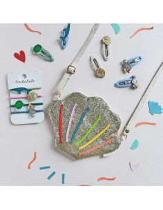 Clip per capelli a fiocco - Glitter Rainbow Seahorse 2