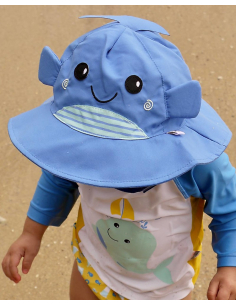 Set Baby Costumino Contenitivo + Cappellino, Balena con protezione solare UPF 50+ 2