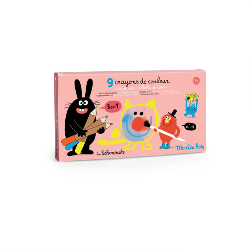 Set di 9 Matite colorate 3 in 1 - Les Schmouks