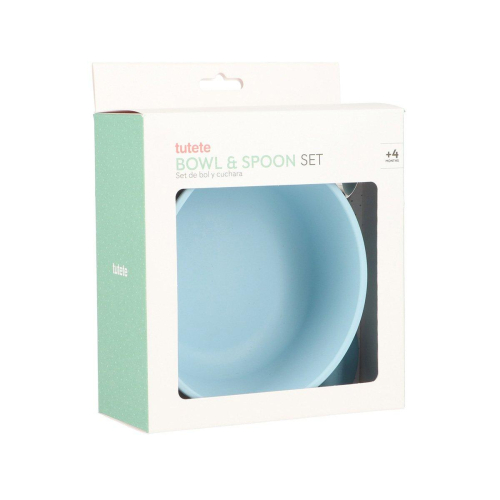 Ciotola Ventosa e Cucchiaio Acciaio - Sky Blue