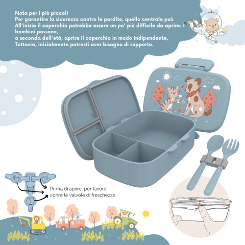 Portapranzo con scomparti per bambini - leggero e a tenuta stagna - Cane e gatto