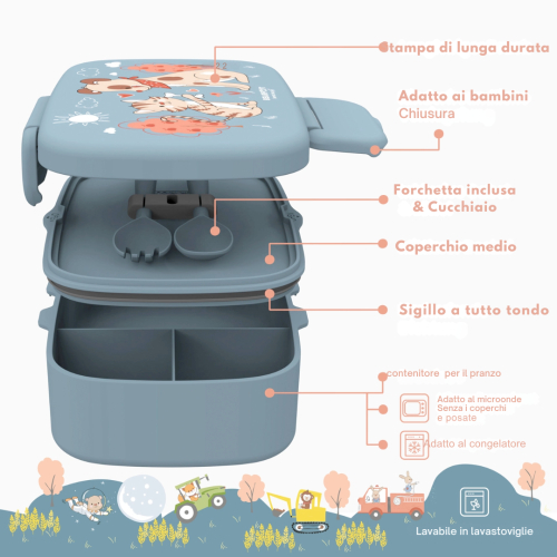 Portapranzo con scomparti per bambini - leggero e a tenuta stagna - Cane e gatto