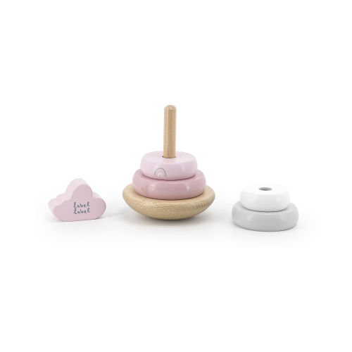 Torre Anelli Impilabili in Legno - Rosa - Legno di Faggio Certificato FSC