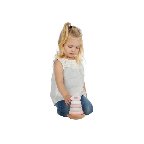 Torre Anelli Impilabili in Legno - Rosa - Legno di Faggio Certificato FSC