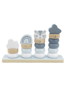 Anelli Impilabili in Legno - Azzurro - Quattro Torri Crescenti - Legno di Faggio Certificato FSC
