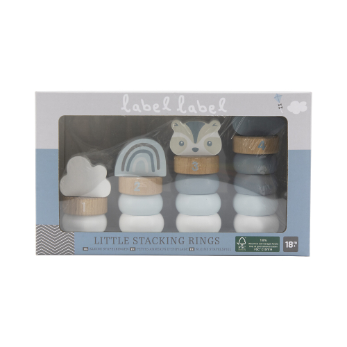 Anelli Impilabili in Legno - Azzurro - Quattro Torri Crescenti - Legno di Faggio Certificato FSC