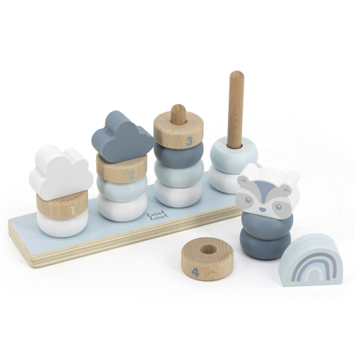 Anelli Impilabili in Legno - Azzurro - Quattro Torri Crescenti - Legno di Faggio Certificato FSC