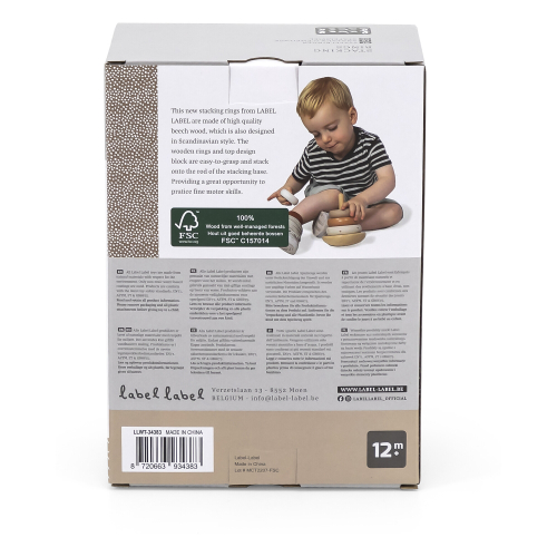 Torre Anelli Impilabili in Legno - Beige - Legno di Faggio Certificato FSC