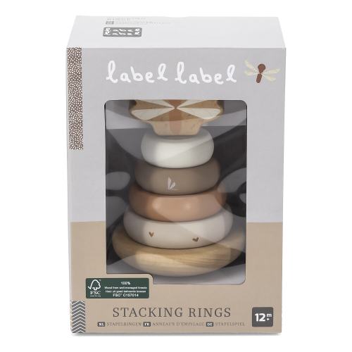 Torre Anelli Impilabili in Legno - Beige - Legno di Faggio Certificato FSC