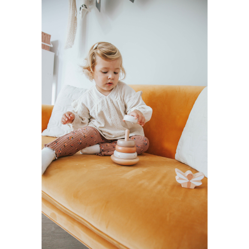 Torre Anelli Impilabili in Legno - Beige - Legno di Faggio Certificato FSC