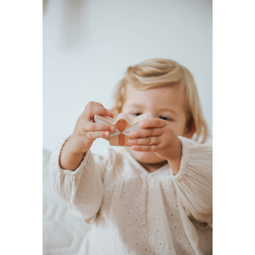 Torre Anelli Impilabili in Legno - Beige - Legno di Faggio Certificato FSC