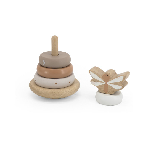 Torre Anelli Impilabili in Legno - Beige - Legno di Faggio Certificato FSC