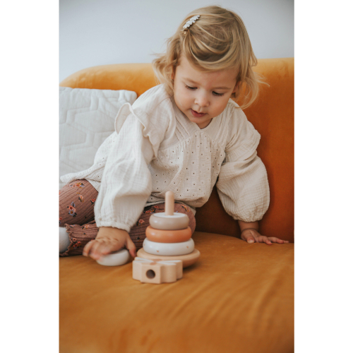 Torre Anelli Impilabili in Legno - Beige - Legno di Faggio Certificato FSC