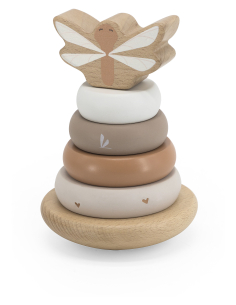 Torre Anelli Impilabili in Legno - Beige - Legno di Faggio Certificato FSC