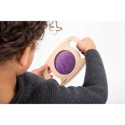 Gioco Sensoriale in Legno - con Pannello Glitterato - Viola