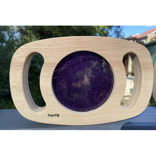 Gioco Sensoriale in Legno - con Pannello Glitterato - Viola