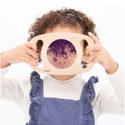 Gioco Sensoriale in Legno - con Pannello Glitterato - Viola