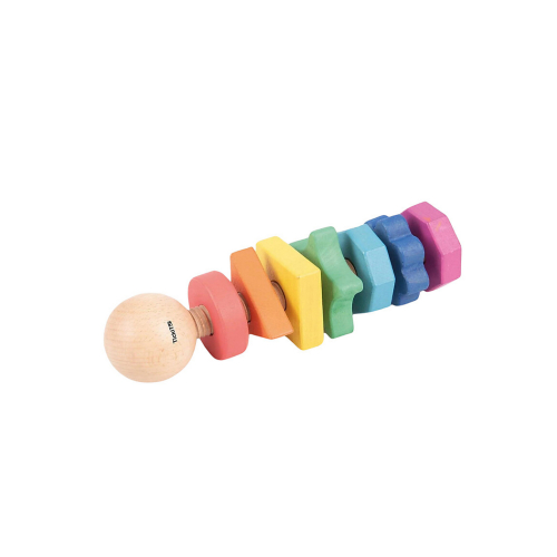 Twister - 1 Bullone e 7 Dadi - Arcobaleno - Legno Massello - da 18 Mesi