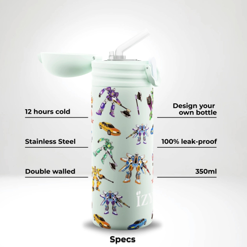 Borraccia termica 350ml con cannuccia - Tranformers