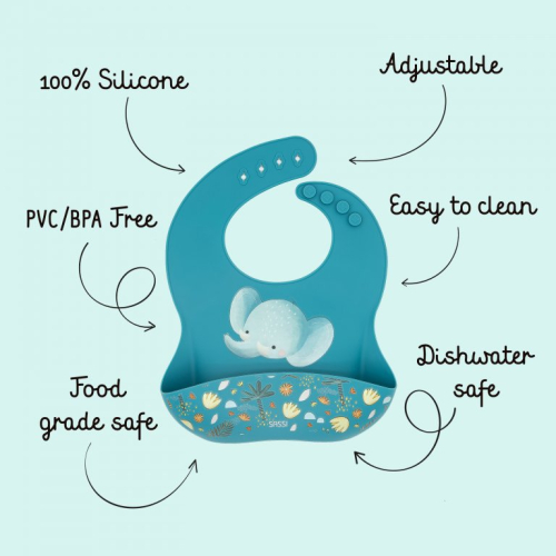 Bavaglino con tasca in silicone - Elefante Chewy