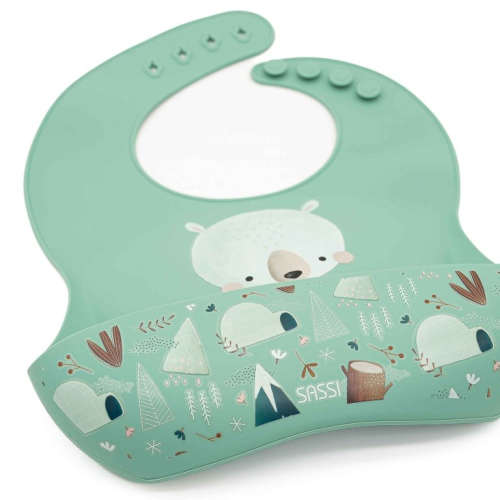 Bavaglino con tasca in silicone - Orso Munchy