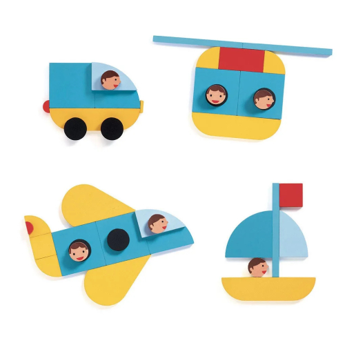 Forme geometriche - puzzle in legno - veicoli