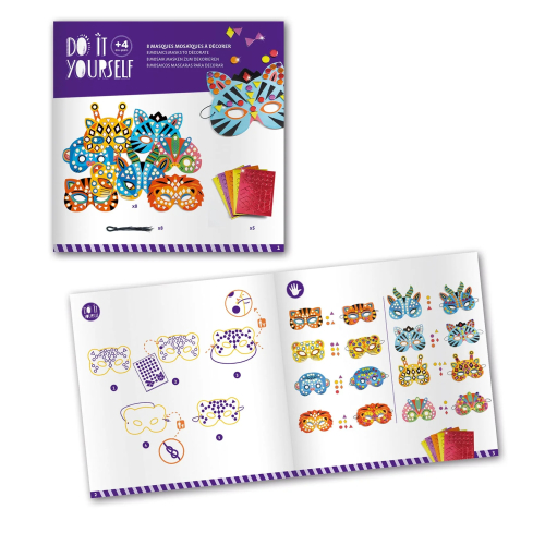 Kit Fai da Te - Crea maschere mosaici animali Kit Fai da Te - Crea maschere mosaici animali