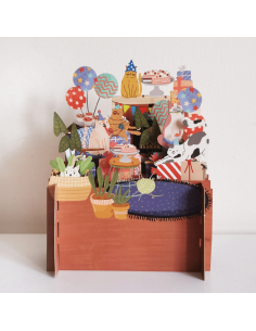 Biglietto auguri pop up Happy B-Day con i gattini