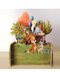 Biglietto auguri pop up Il compleanno nel bosco