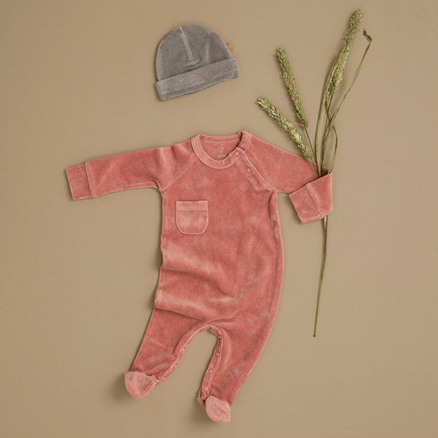 Tutina con piedini in Ciniglia Biologica - Rosa Ash 2