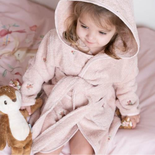 Accappatoio con cappuccio Blossom con ricamo - 98/104 cm
