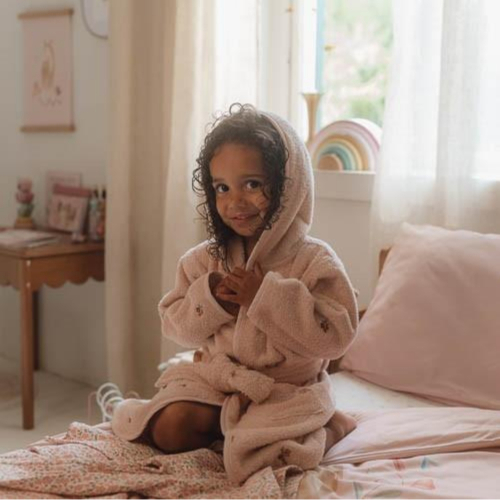 Accappatoio con cappuccio Blossom con ricamo - 98/104 cm