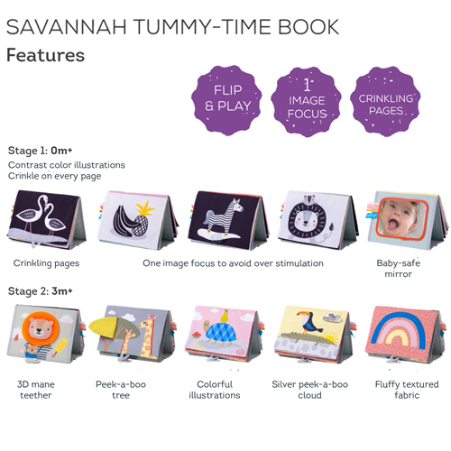Tummy Time Book alto contrasto - Savannah