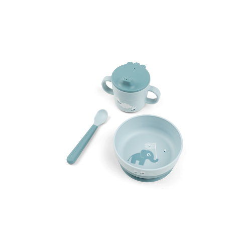 Set Pappa Foodie - Ciotola Tazza e Cucchiaio - Elphee - Blu - 100% PP Alimentare