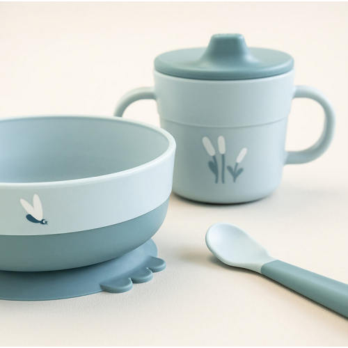 Set Pappa Foodie - Ciotola Tazza e Cucchiaio - Elphee - Blu - 100% PP Alimentare