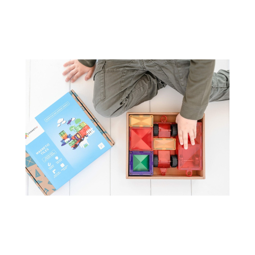 Connetix - 24 Pezzi - Tessere e Gomme per Auto - Arcobaleno Connetix - 24 Pezzi - Tessere e Gomme per Auto - Arcobaleno