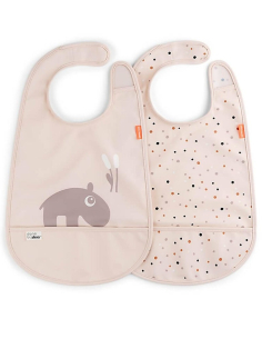 Set da Due Bavaglini Impermeabili con Tasca - Deer Friends - Ozzo - Cipria