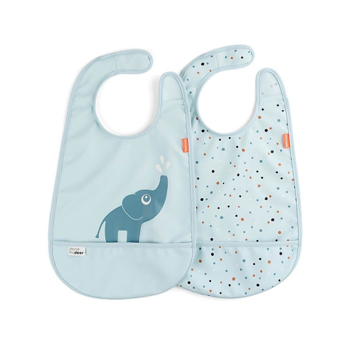 Set da Due Bavaglini Impermeabili con Tasca - Deer Friends - Elphee - Blu