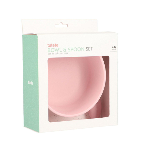 Ciotola Ventosa e Cucchiaio Acciaio - Light Pink